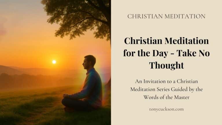 bA person seated in stillness at sunrise beneath a tree, embodying Christian meditation and the practice of giving no thought.