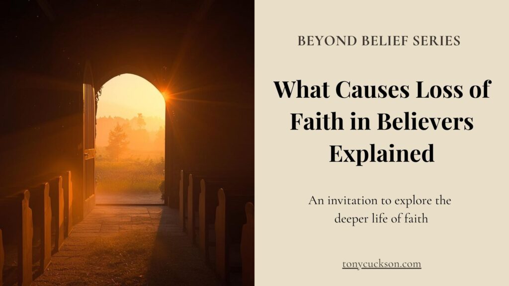 Open church door at sunrise with golden light, Beyond Belief series image for What Causes Loss of Faith in Believers