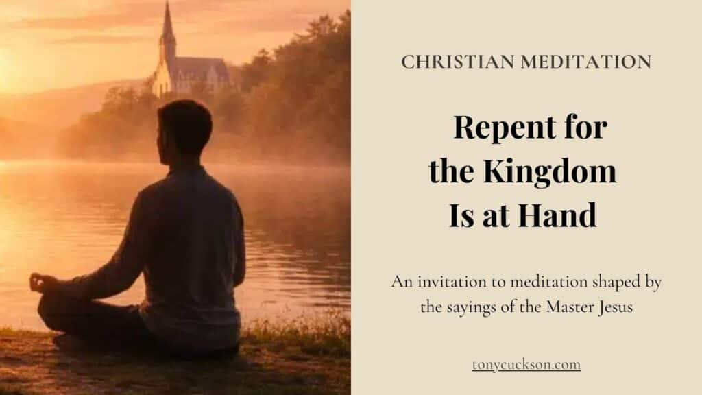 Repentance meditation inspired by Jesus, depicting inward stillness and turning toward the Kingdom of God