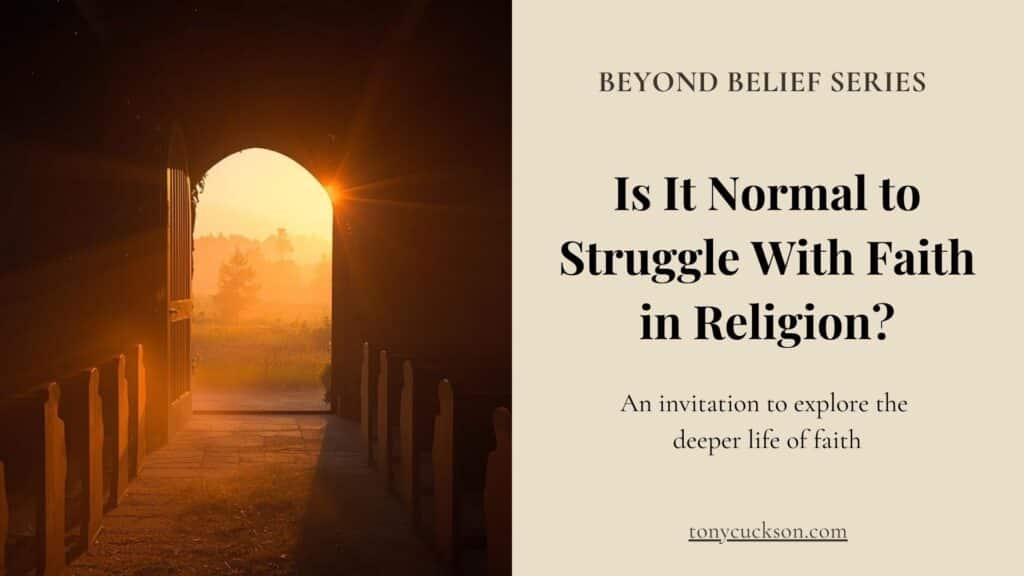 Is it normal to struggle with faith in religion – church doorway opening to sunrise symbolizing spiritual awakening and questioning belief
